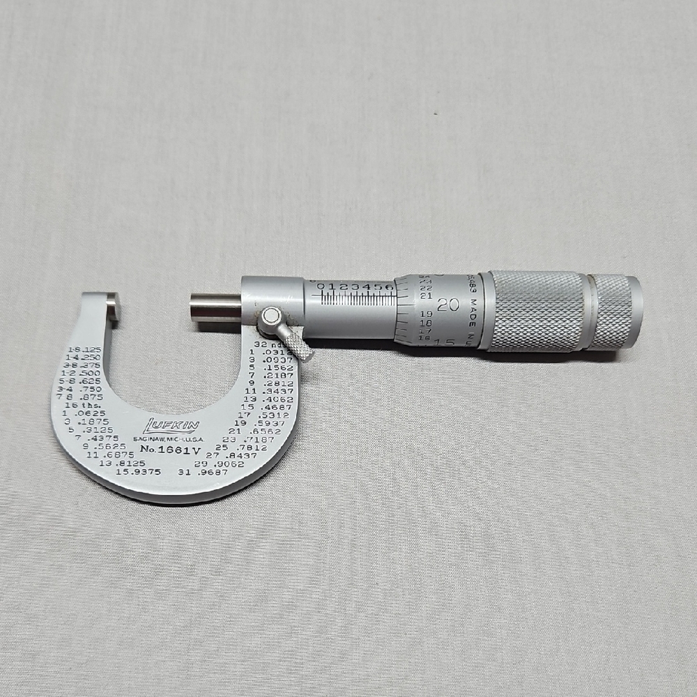Lufkin No. 1661V 64ths Micrometer Machinist Tool